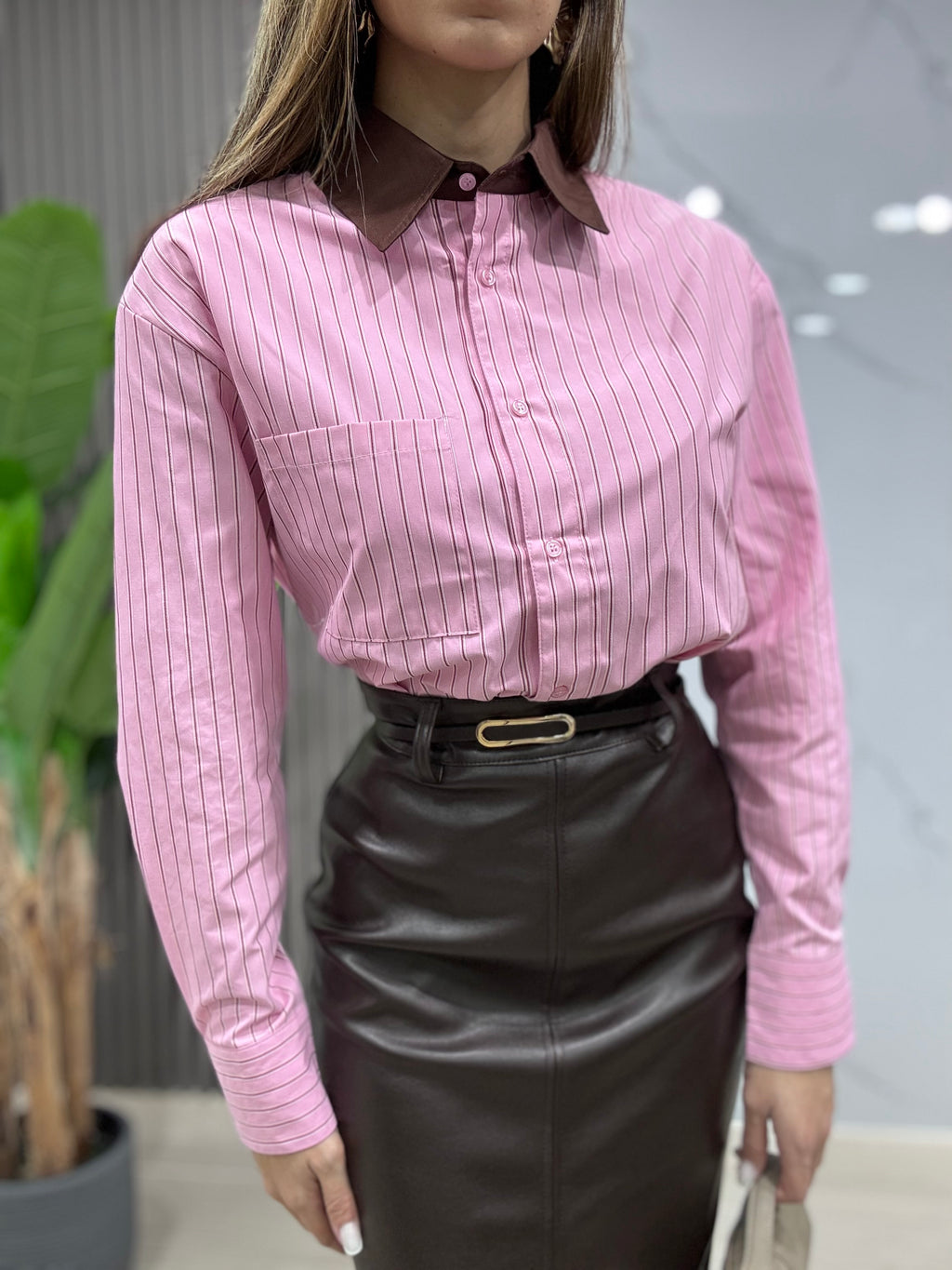 Camicia Gessata Pink